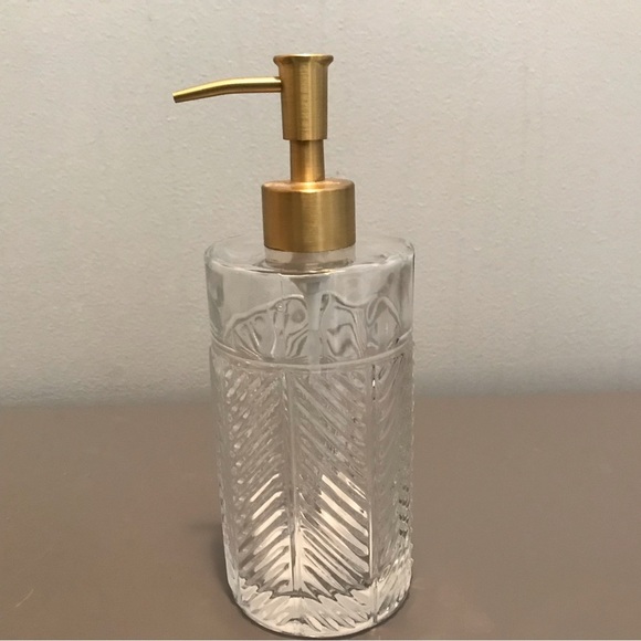 Clear Glass Lotion Dispenser with Gold Pump - Picture 1 of 2